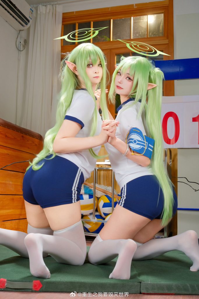 cosplay 蔚蓝档案 铁道双子 sensei~ 想要一起打网球还是排球？-呆次元