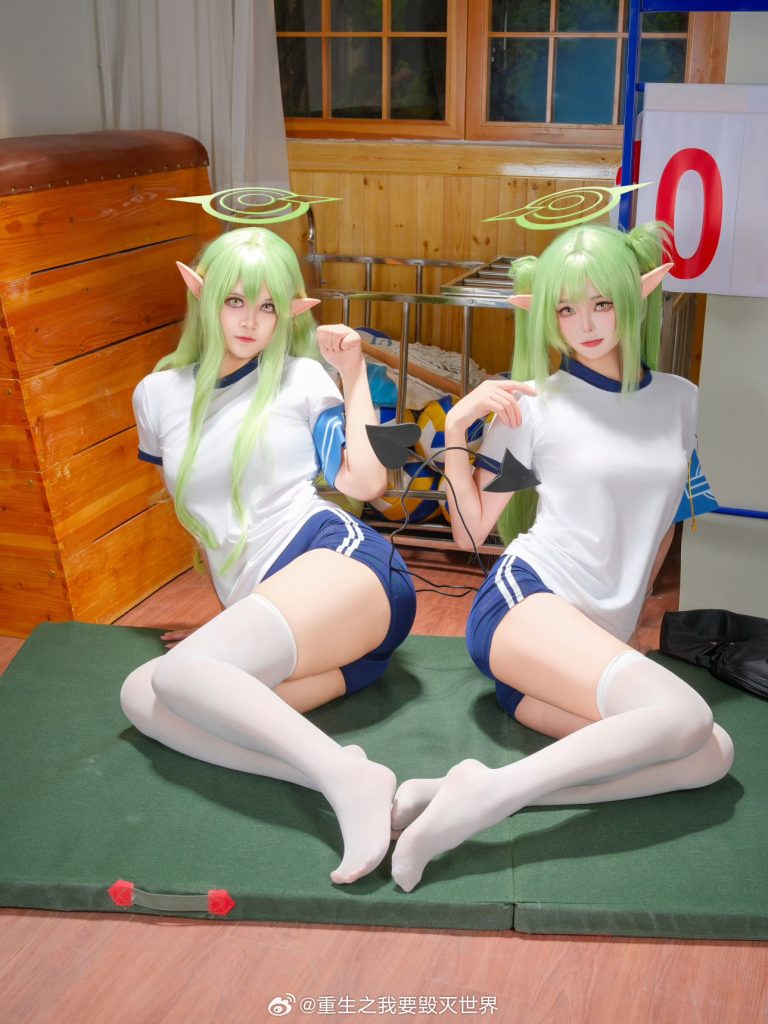 cosplay 蔚蓝档案 铁道双子 sensei~ 想要一起打网球还是排球？-呆次元