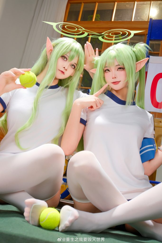 cosplay 蔚蓝档案 铁道双子 sensei~ 想要一起打网球还是排球？-呆次元