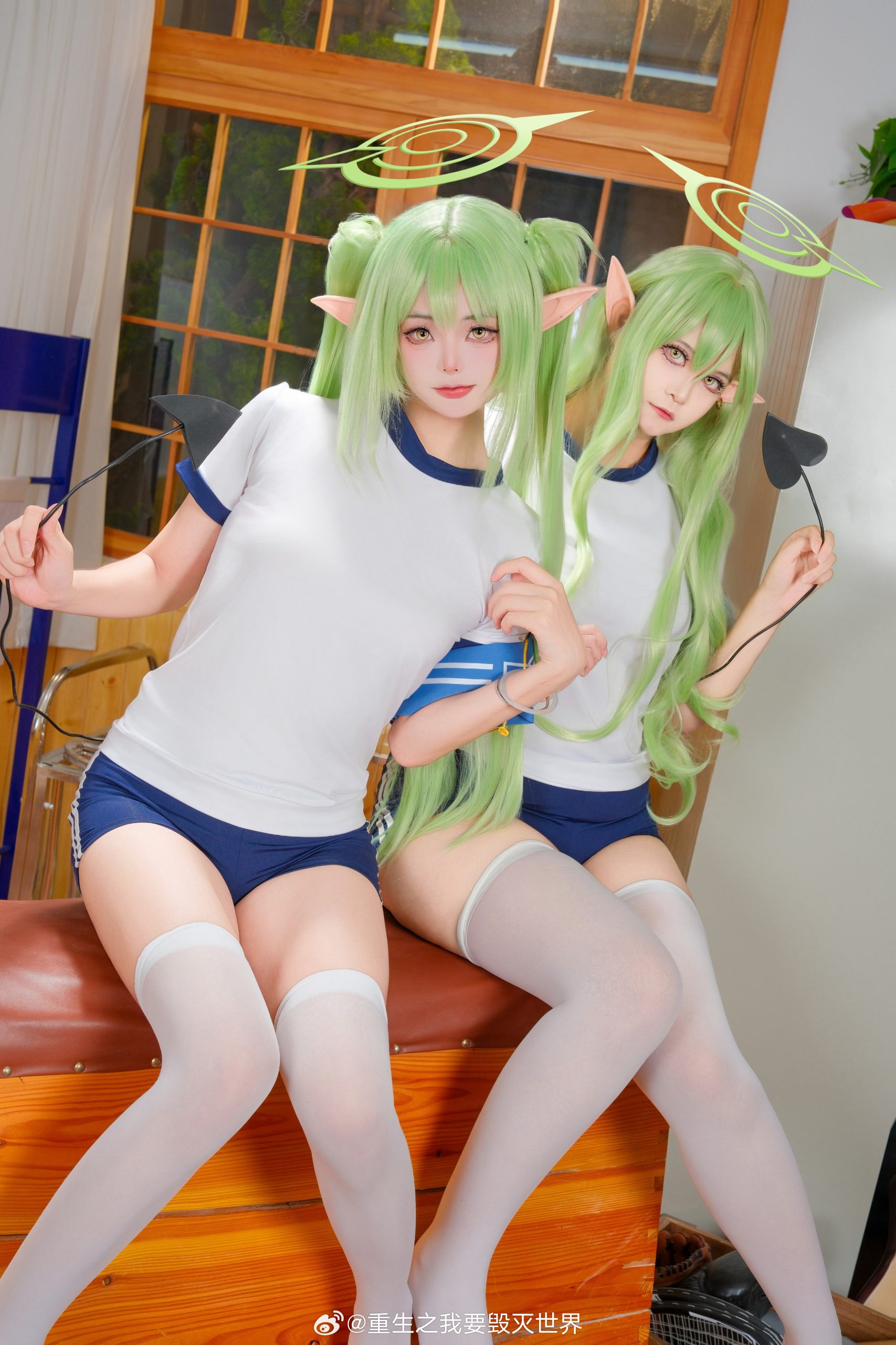cosplay 蔚蓝档案 铁道双子 sensei~ 想要一起打网球还是排球？-呆次元